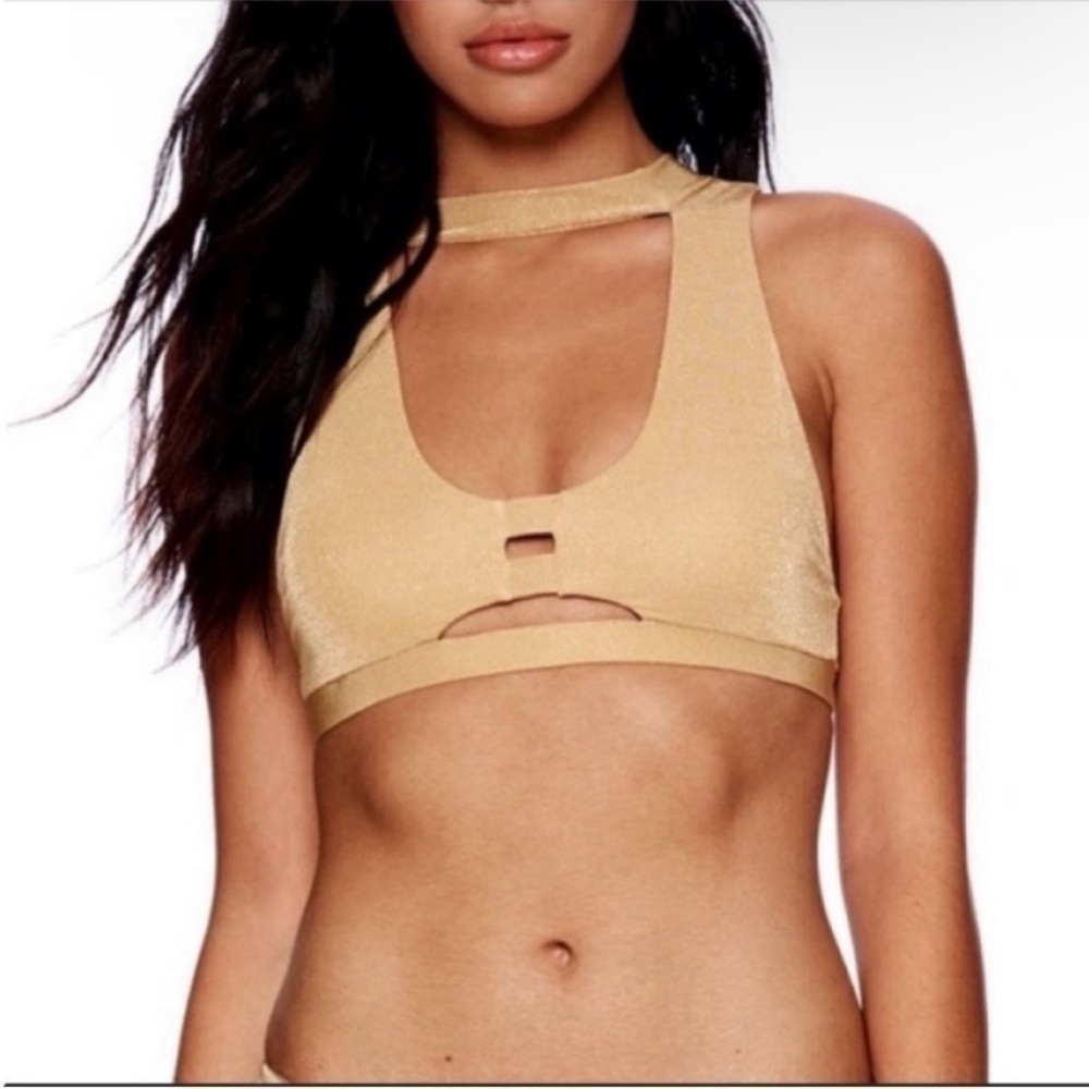 Beach Bunny Metallic High Neck Gwen Bikini Top